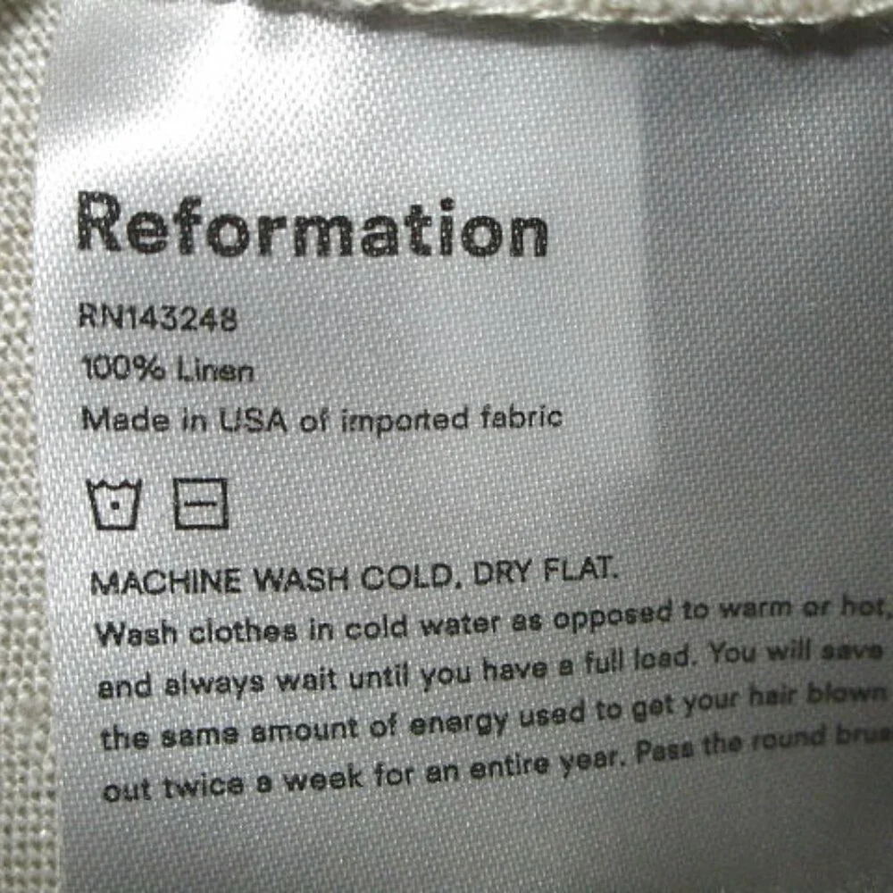 Reformation The Avalon Linen Trousers Size 14 Pleated Pockets High Rise Pants